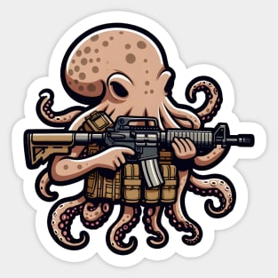 Tactical Octopus Adventure Tee: Where Intelligence Meets Style Sticker